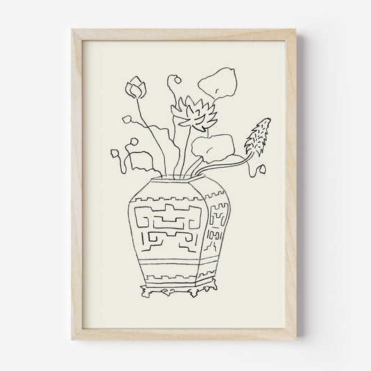 Poster Vase with Lotus (Risograph)